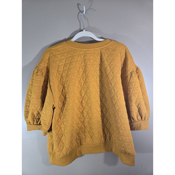 A New Day Quilted Orange Poof Short Sleeve Top, Sz XL - Picture 7 of 10